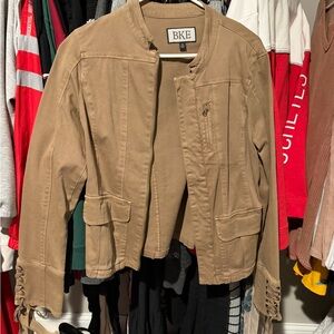 BKE Camel Jacket with Lace-Up Details